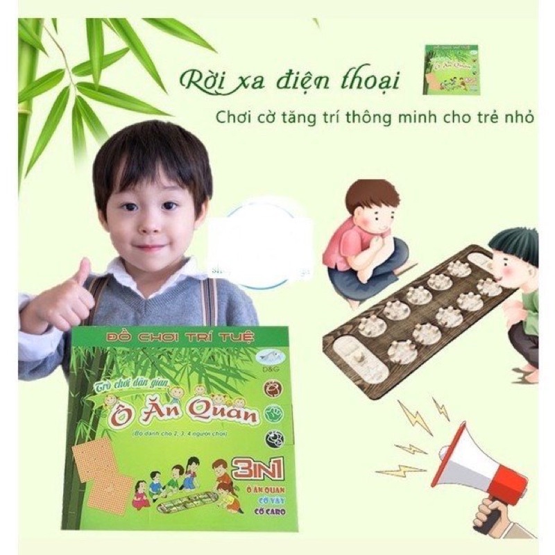 Đồ Chơi Trí Tuệ 3 in 1 - Ô Ăn Quan - Cờ Vây - Cờ Caro - Trò Chơi Dân Gian(th)