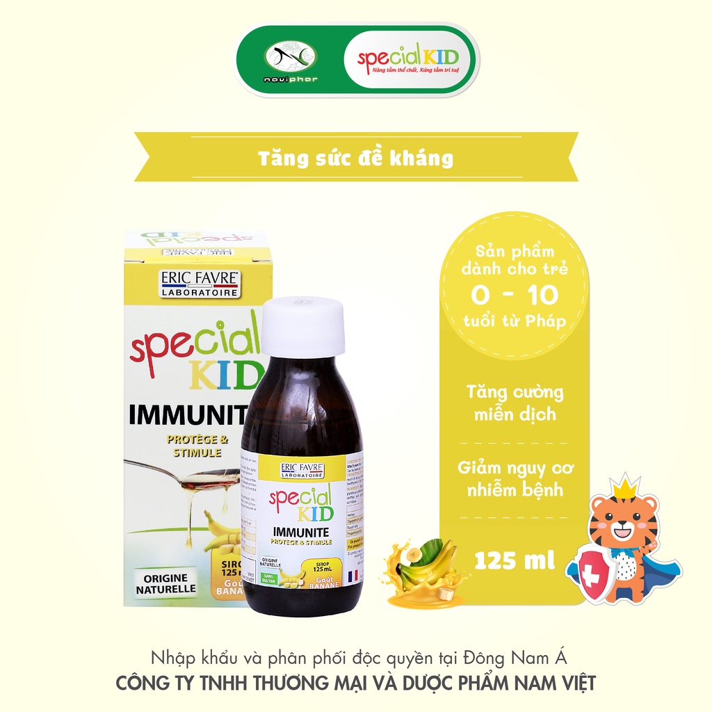 Siro hỗ trợ tăng cường sức đề kháng, giảm nguy cơ nhiễm bệnh, cúm vặt - Special Kid Immunite - 125ml [Eric Favre - Pháp]