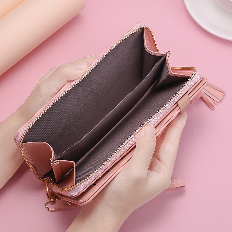 IELGY Ví Dài Sức Chứa Lớn Có Khóa Kéo In Họa Tiết Thời Trang Cho Nữ