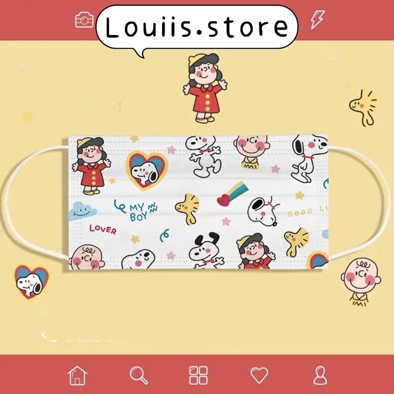Khẩu trang hoạt hình dễ thương họa tiết người lớn Louiis.store