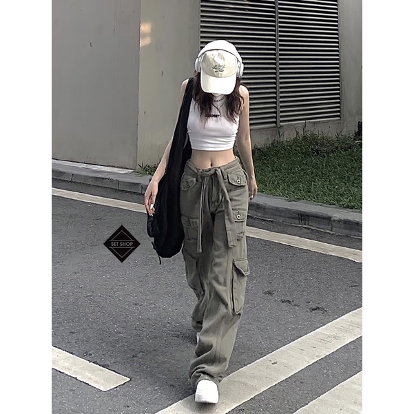 Quần jogger kaki túi hộp màu xanh ghi siêu chất