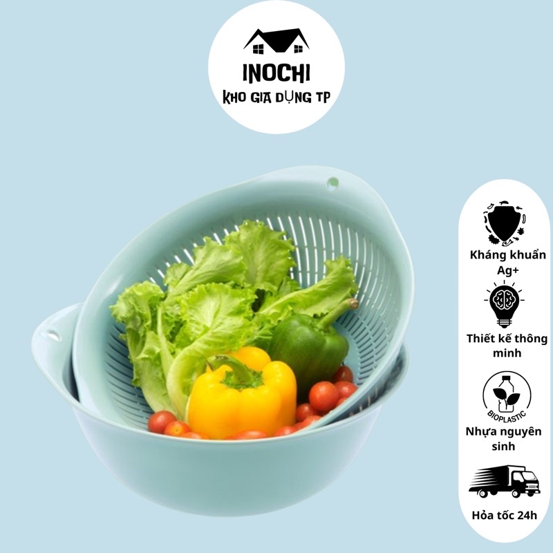 Bộ thau rổ cao cấp Yoko 23cm 30cm 35cm tiện lợi inochi Thau Rổ Nhựa Cao Cấp - Bộ Thau Rổ Nhựa Inochi Cao Cấp