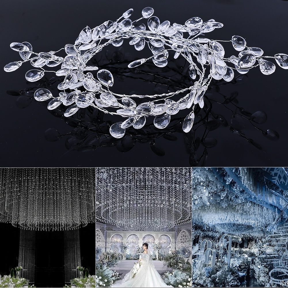 Dây Chuỗi Hạt Pha Lê Trong Suốt Hình Giọt Nước 100 / 120 / 150cm Trang Trí Nhà Cửa / Tiệc Cưới DIY