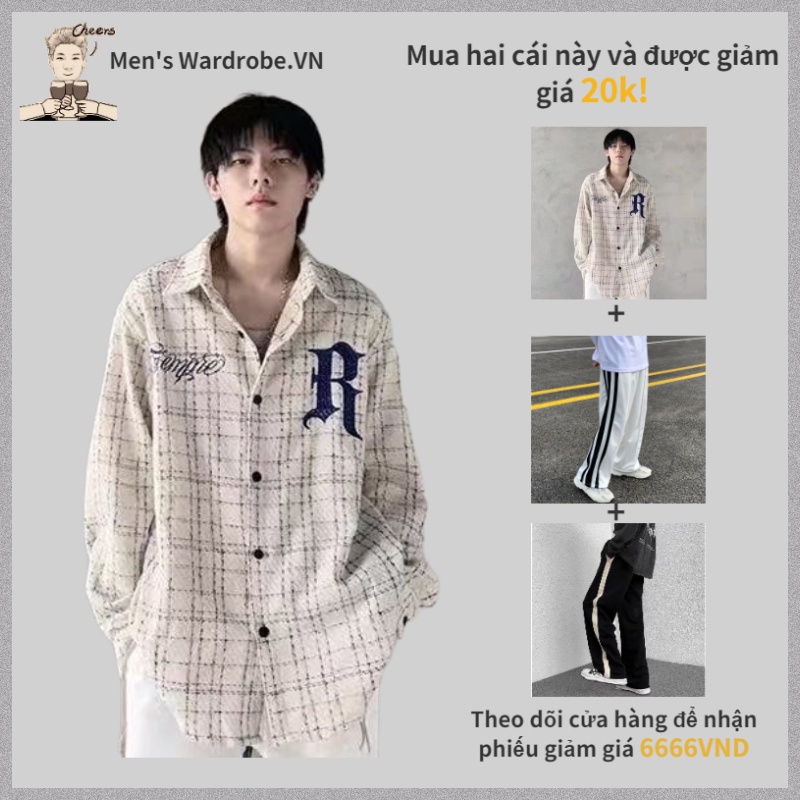 5 W A V 1 J Áo Sơ Mi Caro Tay Dài Thời Trang Phong Cách Hàn Quốc Cho Nam Nữ fashion áo sơ mi unisex Simple áo khoác nam đẹp Sọc Fashion bomber jackets bigsize áo khoác bóng chày from rộng