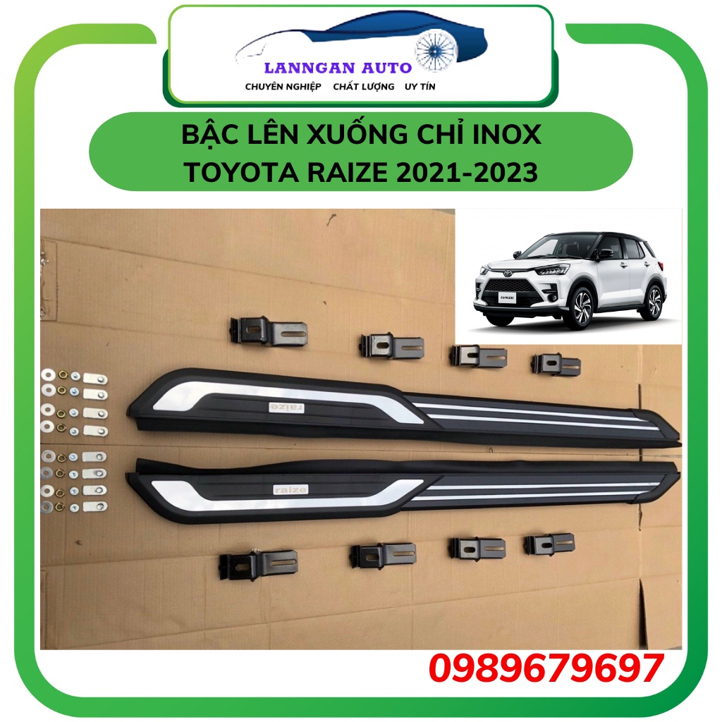 Bậc Lên Xuống Toyota Raize 2021-2023, bệ dẫm chân mẫu thể thao viền inox