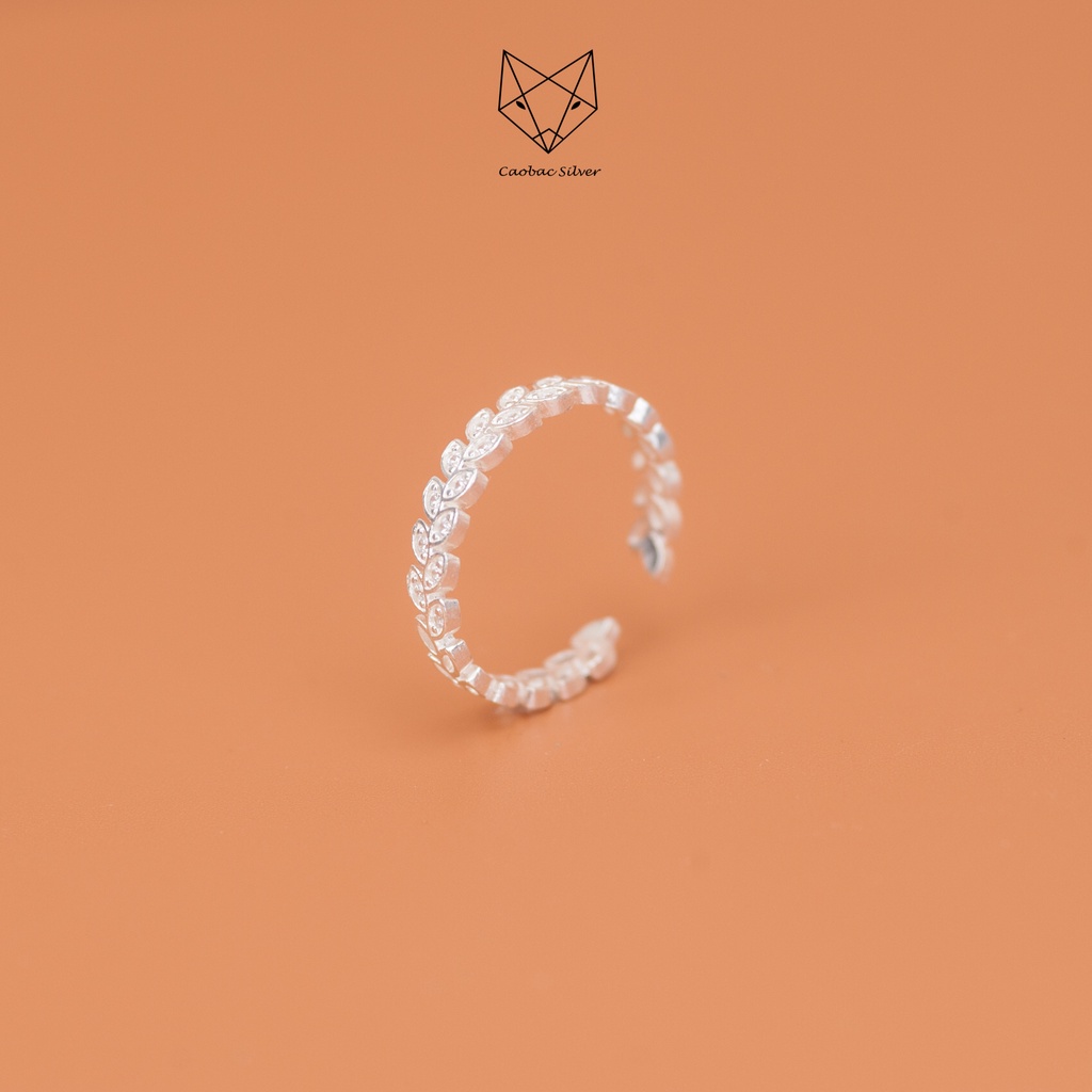 Nhẫn Bạc Ta CaoBac Silver Họa Tiết Lá Nhỏ Đính Đá Nhẹ Nhàng Lấp Lánh Quà Tặng Thời Trang Cho Nữ