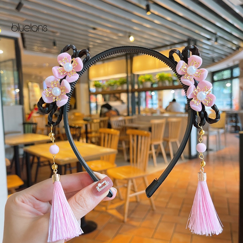 Băng Đô Cài Tóc Đính Nơ Tua Rua Phong Cách Trung Hoa Cho Bé Gái