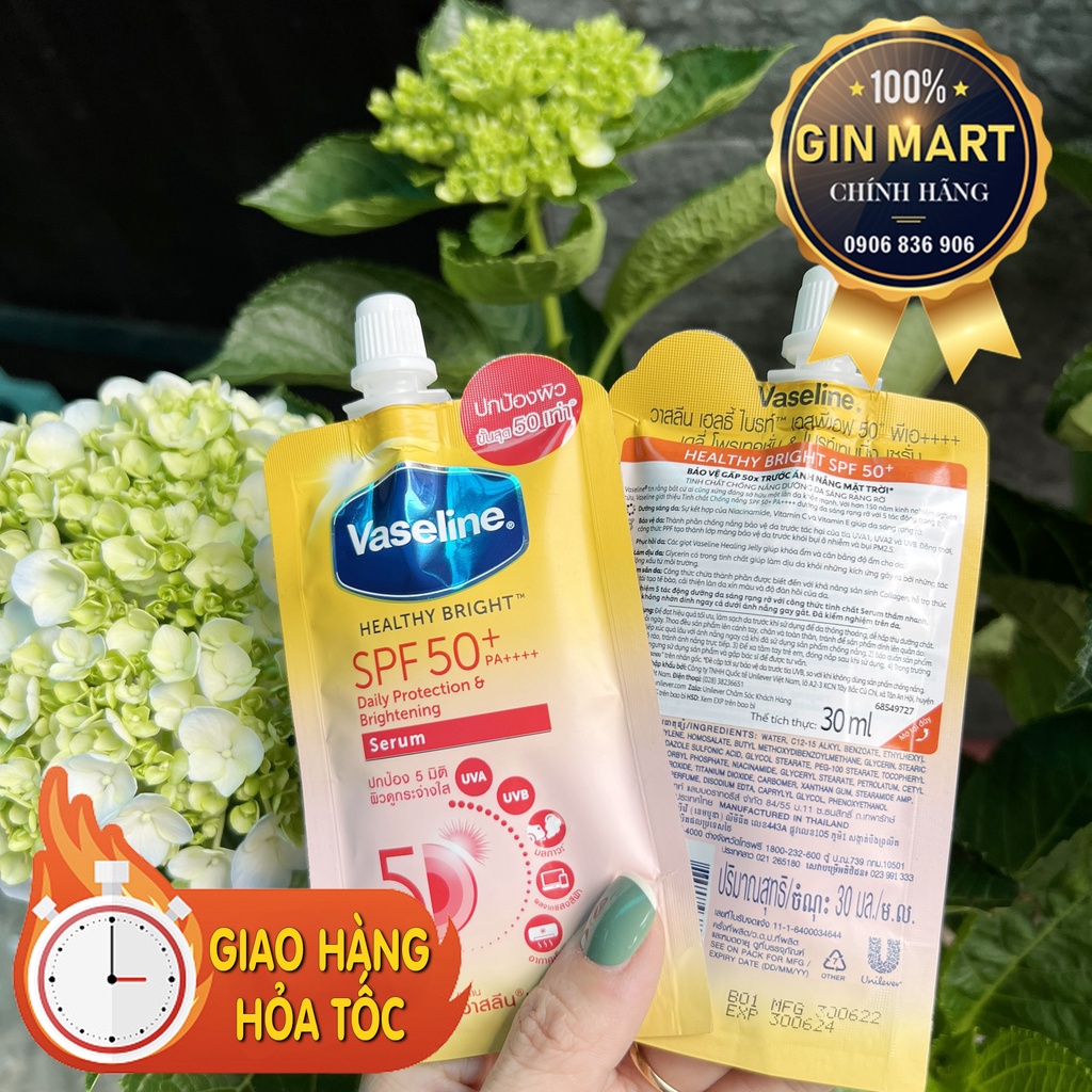 Vaseline 50x Serum chống nắng cơ thể SPF50 + dưỡng da sáng khoẻ 30ml/ 70ml