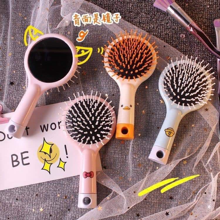 Lược gương chải tóc cầm tay mini bỏ túi - lược massage đầu, chống rối, chống rụng tóc