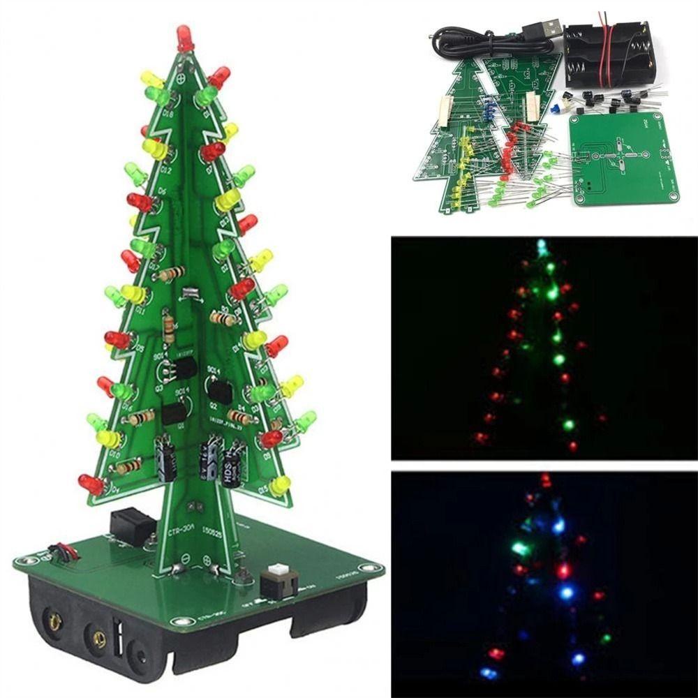 Bảng Mạch Đèn LED PCB AUGUSTINA 3 Màu Tự Lắp Ráp Hình Cây Thông Giáng Sinh 3D Màu Đỏ / Xanh Lá / Vàng