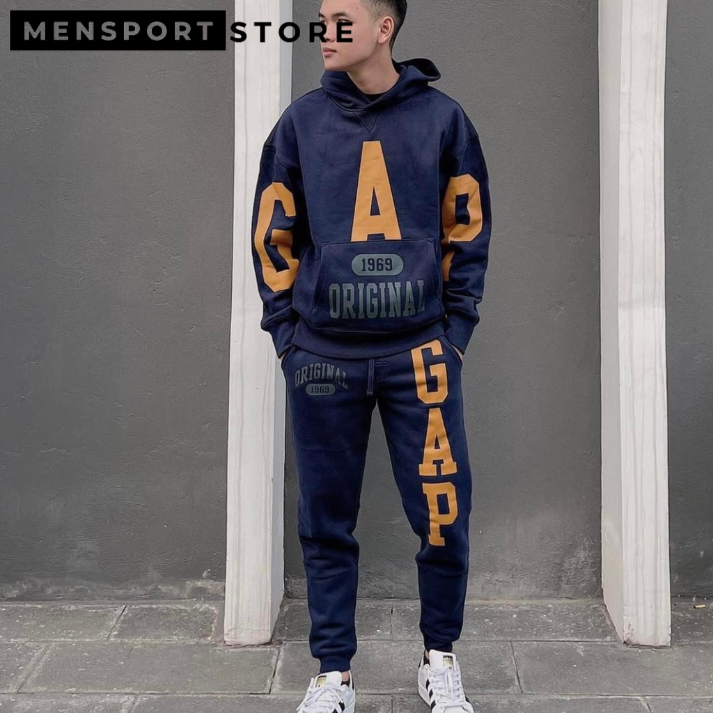 Bộ Quần Áo Nỉ Thể Thao Chất Nỉ Hàn Quốc, Bộ Hoodie unisex G.A.P bản kỉ niệm thành lập 1969 Năng Động,Thoải Mái