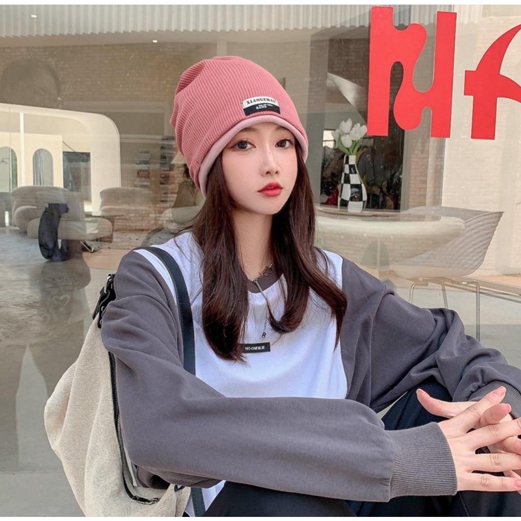 Mũ tạo kiểu kiêm khăn ống đa năng bo viền thời trang tiện lợi phong cách hàn quốc