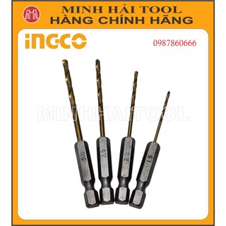 Bộ 4 mũi khoan kim loại hss ingco akd1402