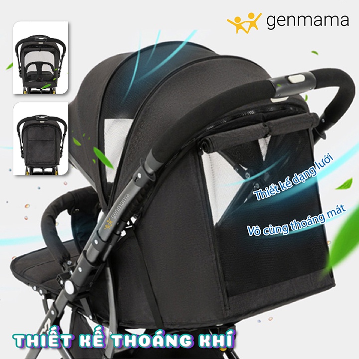 Xe đẩy 2 chiều 3 tư thế cho bé du lịch. Xe đẩy cho bé gấp gọn có giảm xóc có tay kéo. Mang lên máy bay GM-XE04 GENMAMA