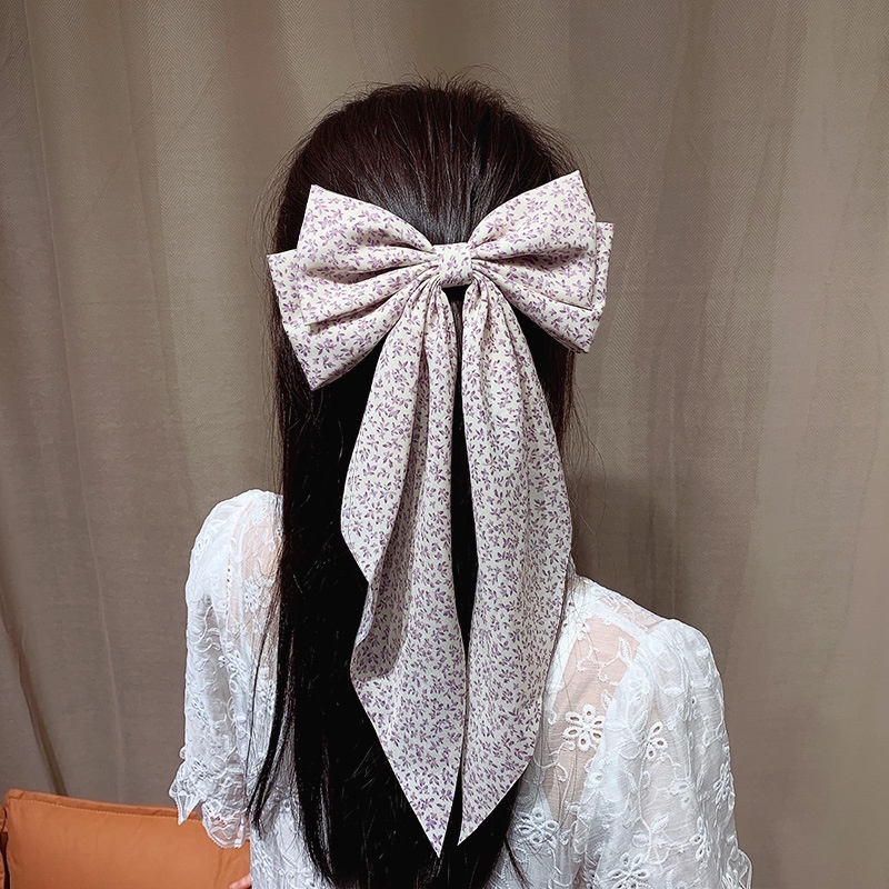 Kẹp Tóc Hình Nơ Lớn In Họa Tiết Hoa Thời Trang Hàn Quốc Cho Nữ