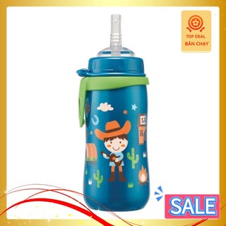 Bình tập uống pp cổ rộng 330ml có ống hút- nip35067 / nip35068