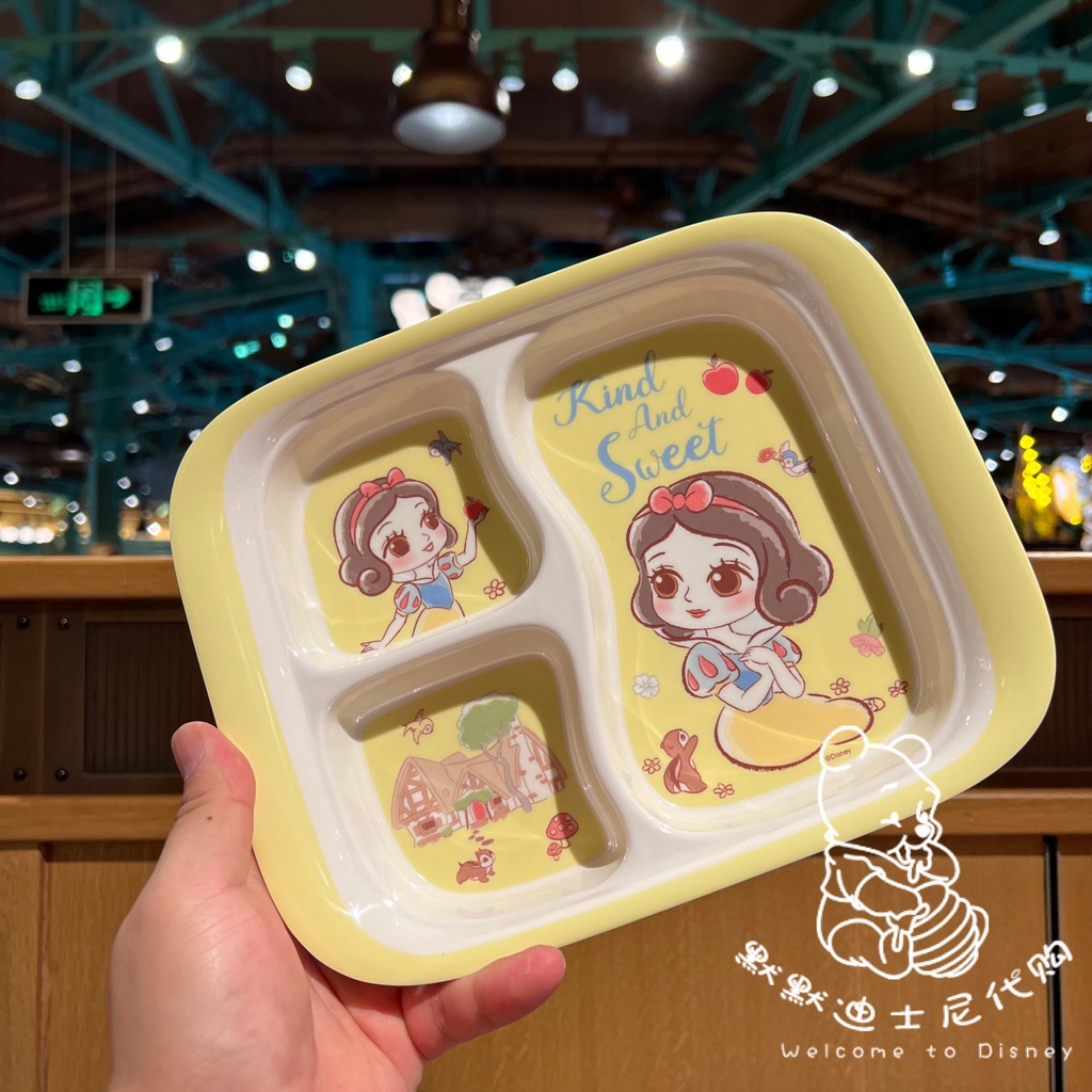 Khay ăn dặm nhựa melamine 3 ngăn Disney Mickey Minnie Dumbo Ariel cho trẻ em