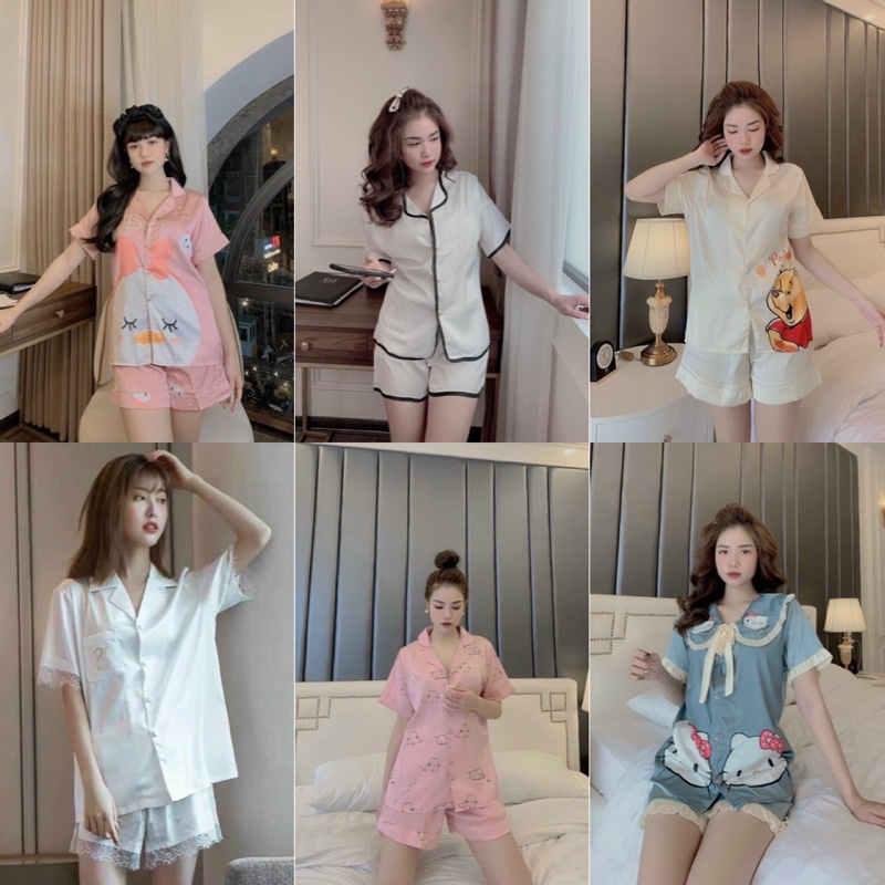 Pijama nữ lụa latin quần đùi