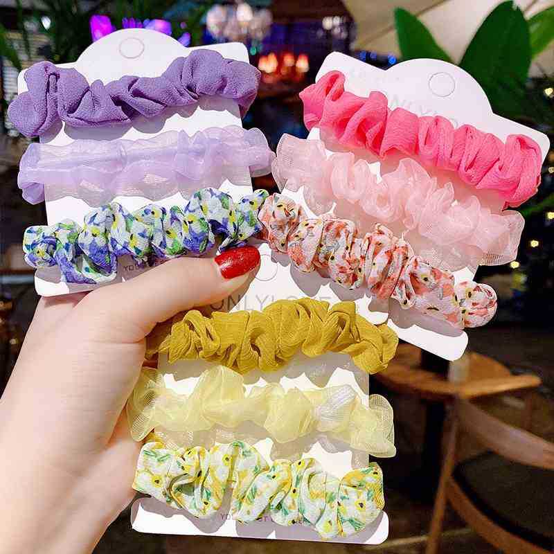 Bộ 3 Dây Cột Tóc Màu Sắc Thời Trang Dành Cho Nữ