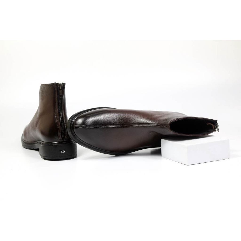 Zip boots khoá kéo nâu da bò, zipboots, chelsea boots khoá kéo