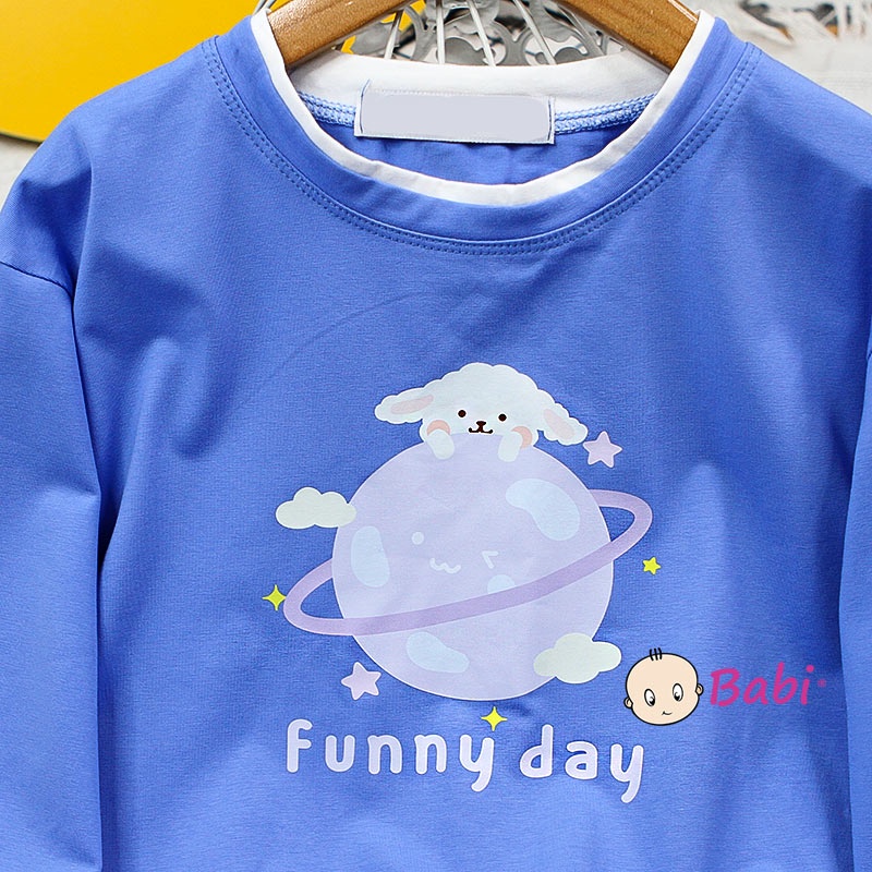 Áo sweater tay dài phối tà cách cách điệu cho bé gái, Áo thun tay dài mặc cặp mẹ và bé gái phong cách Hàn Quốc 20-62kg