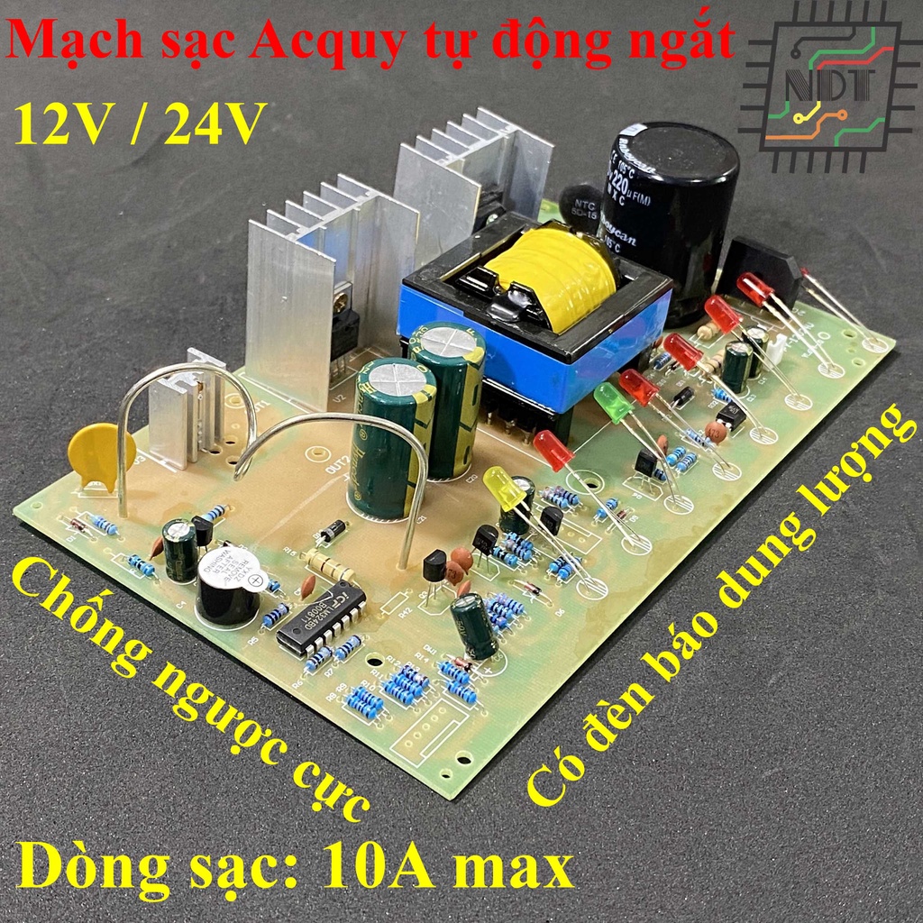 Mạch Sạc Acquy 12V 24V Tự Động Ngắt Dòng Sạc Max 10A