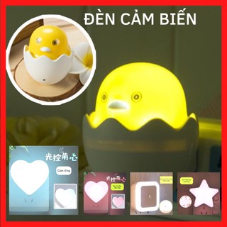 Đèn ngủ cảm ứng con gà, đèn phòng ngủ dễ thương hình trái tim, đèn ngủ cảm ứng