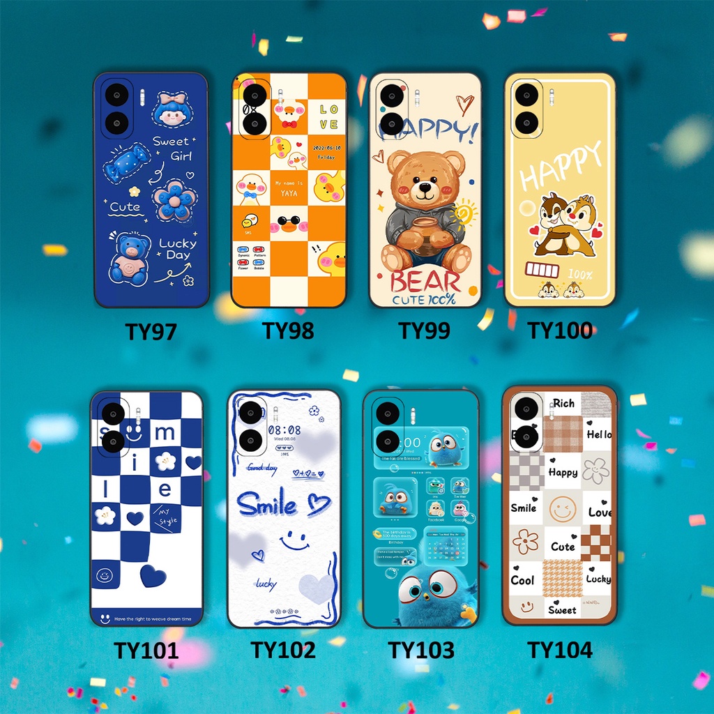 Ốp Xiaomi Redmi A1 in hình gấu vịt caro nhiều màu sắc ngộ nghĩnh dễ thương