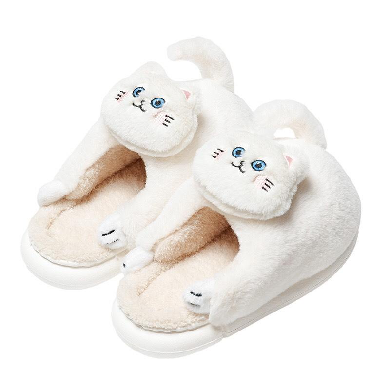 Dép Bông Mèo Con Ôm Chân 3D Nổi Có Đuôi DP86