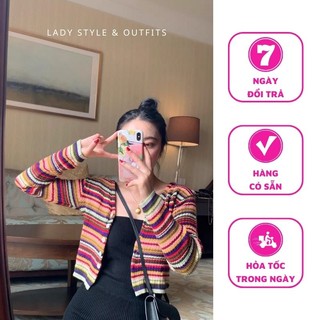 Áo Khoác Len Cardigan Sọc Nhiều Màu LADY STYLE & OUTFITS