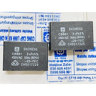 Tụ quạt chân cắm chân kim cbb61 3uf 450vac ekoweiss
