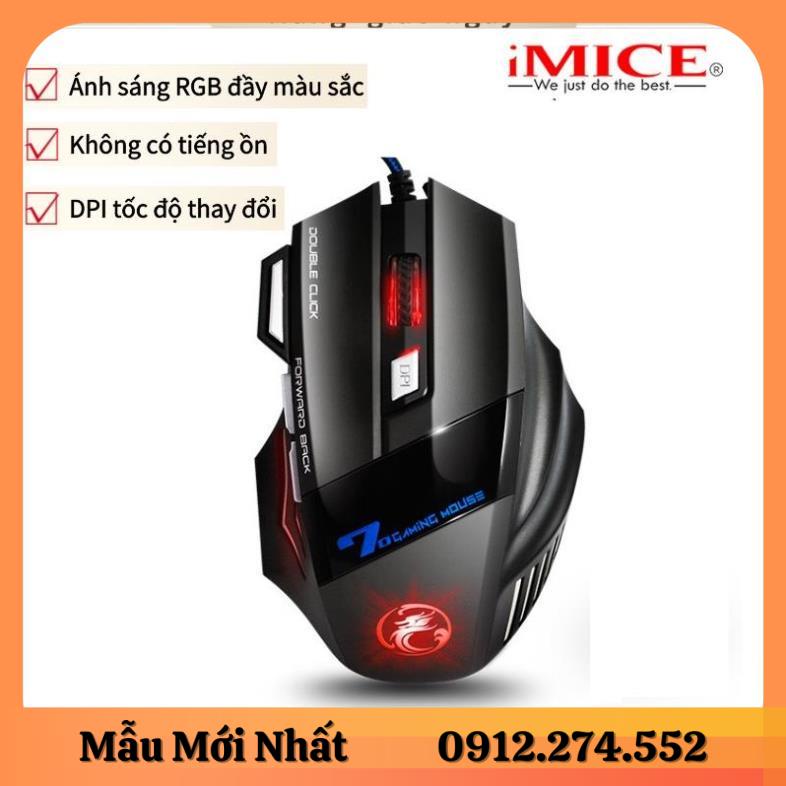 Chuột chơi game có dây IMice X7 Rgb bốn tốc độ, dùng cực êm có thể điều chỉnh cho PC và Laptop