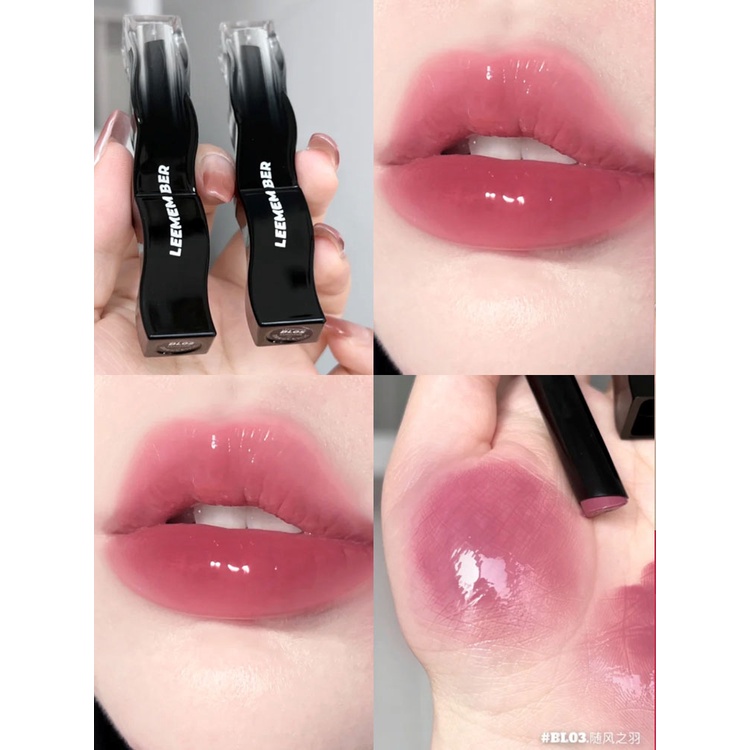 （NEW 2022.11)LEEMEMBER Son Kem Lì Màu Đen Thiết Kế Hình Lông Vũ Độc Đáo