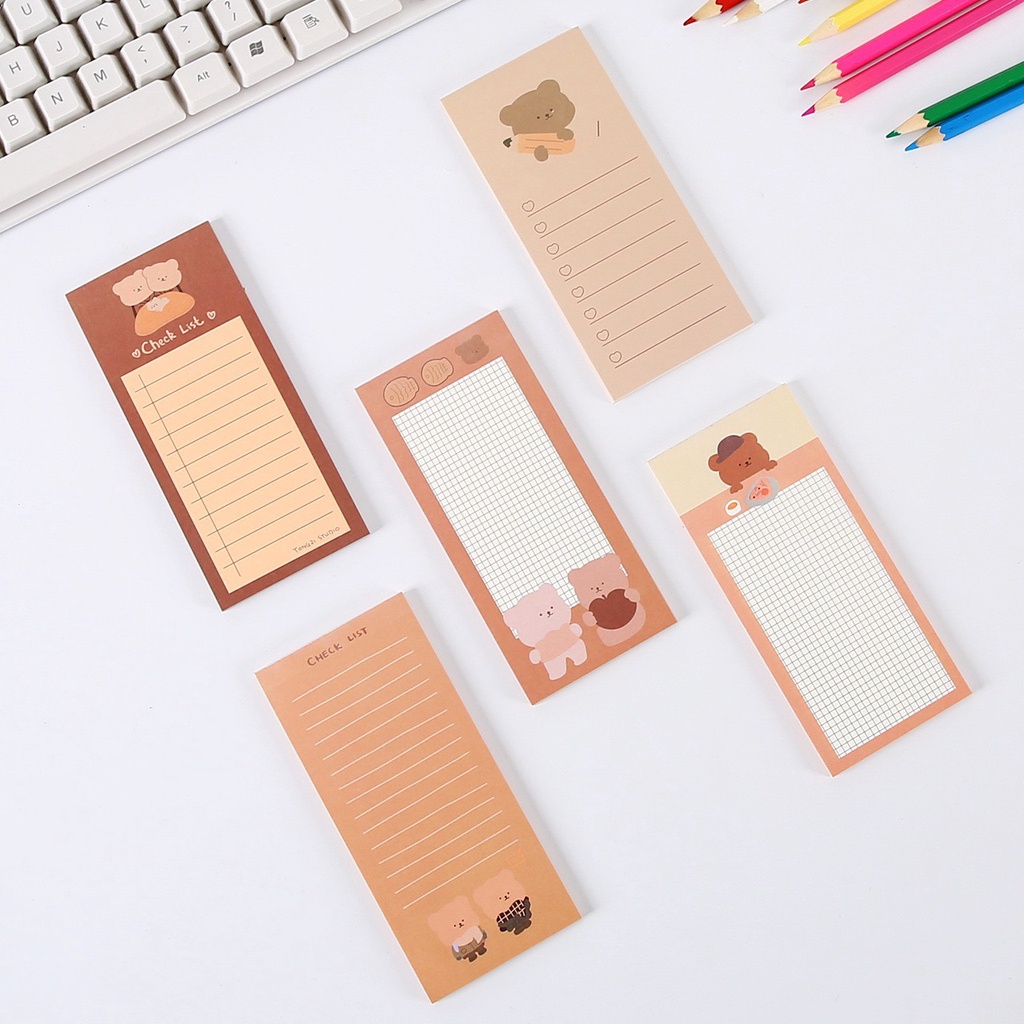 Sổ Note Check List/ Giấy Ghi Chú Công Việc Hình Bé Gấu Nâu Xinh Xắn - 50 Trang