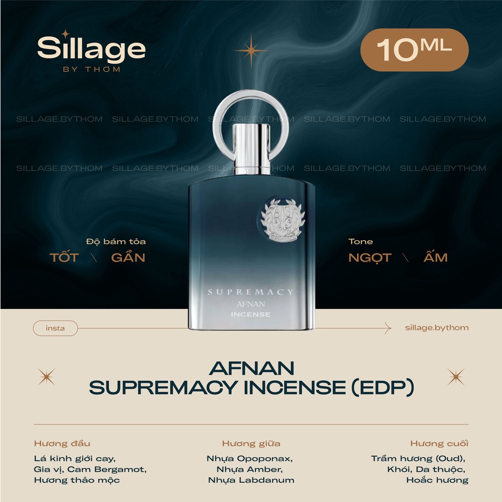 AFNAN SUPREMACY INSENCE EDP | Mẫu thử nước hoa nam