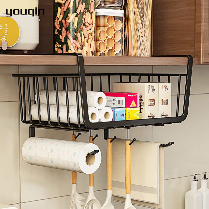 Giỏ Dưới Tủ Nhà Bếp Kệ Sắp Xếp Bằng Kim Loại Giá Đựng Cốc Khăn Giấy Giá Treo Ngăn Kéo Để Bàn Tủ Quần Áo Giỏ Trượt Ngăn Kéo Rỗng Có Móc Phụ Kiện Đựng Đồ Gia Dụng Hộp Lộn Xộn Màu Trắng Xám Đen