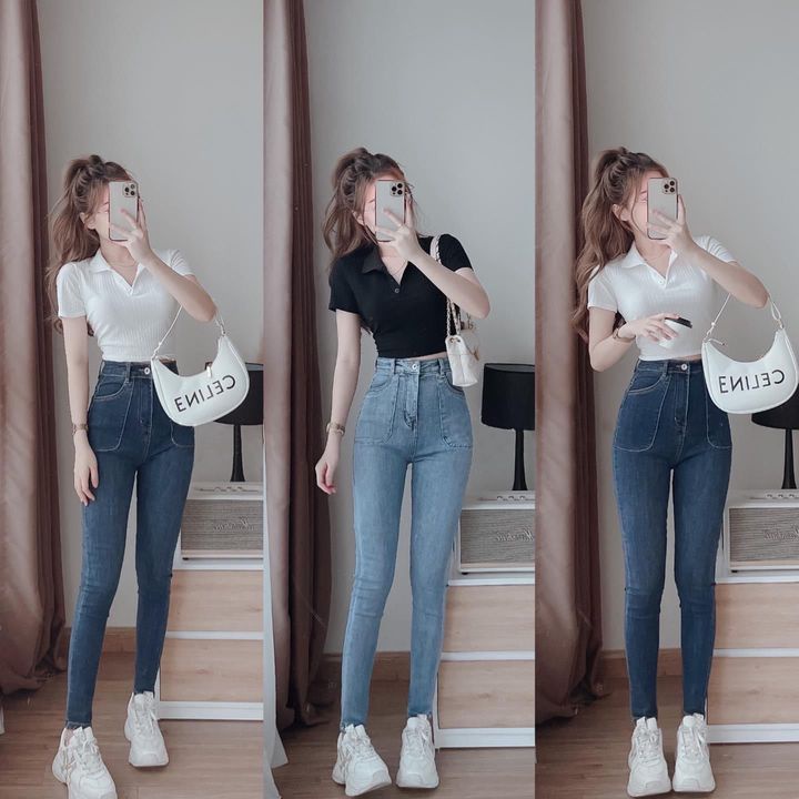Quần jean nữ Yody Nino Official Quần jean skinny cạp cao túi nổi cực đẹp hottrend xu hướng giá cực rẻ Q104