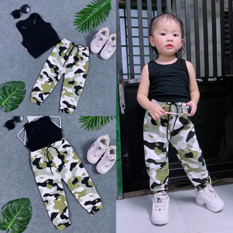 Set Áo Balo Kèm Quần Túm Lính Năng Động Cho Bé Gái