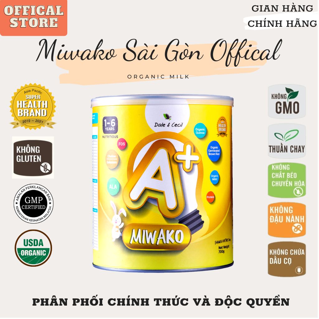 Sữa công thức hạt thực vật hữu cơ MIWAKO A+ (700g x 1 hộp) - Miwako Sài Gòn Offical Store