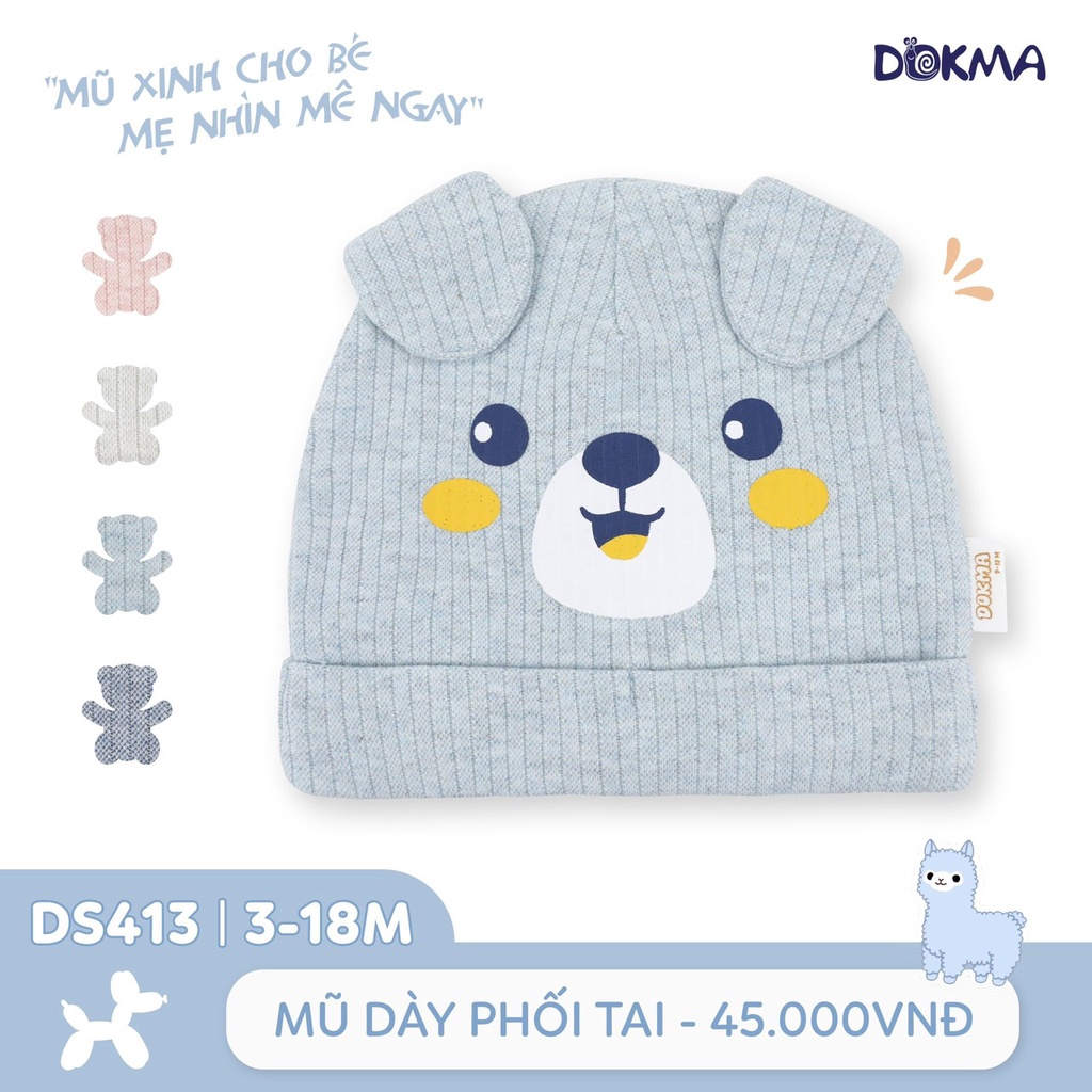 🌶 🌶 🌶 Mũ sơ sinh bo dày phối tai Dokma DS413