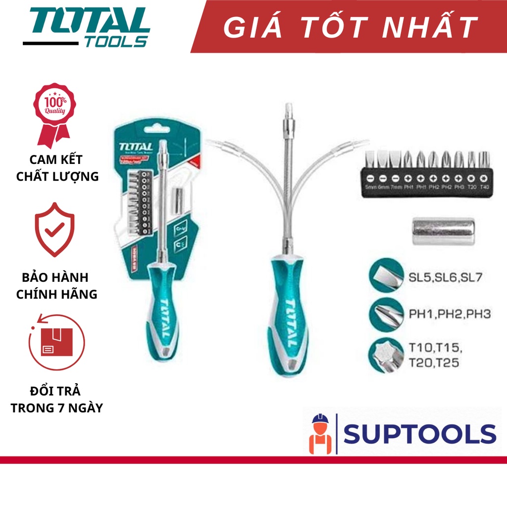 ĐỒ NGHỀ TOTAL Bộ 12 tua vít thay đổi trục linh hoạt THT250FL1206 [Chính Hãng 100%]