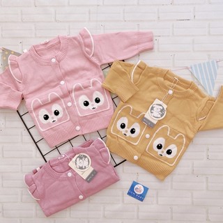 Áo len dài tay cúc giữa cho bé gái