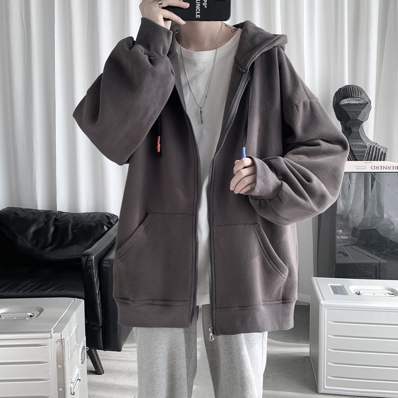 Áo khoác Hoodie Nam Nữ form rộng - Basic Oversize Zip-Up Hoodie