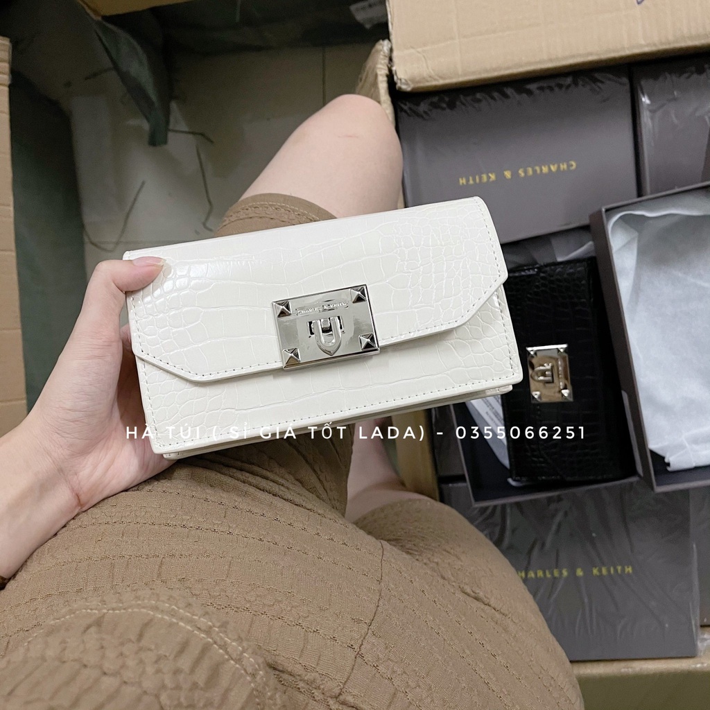 Túi Ci kay khóa gập dáng chữ nhật