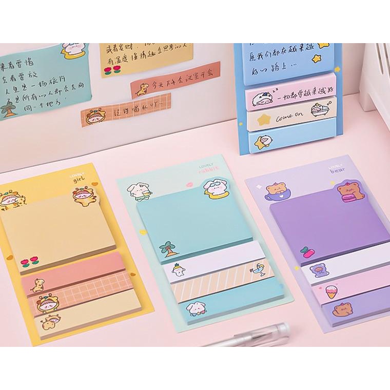 Set Giấy note - Giấy nhớ - ghi chú hoạt hình kute - 20x4 tờ
