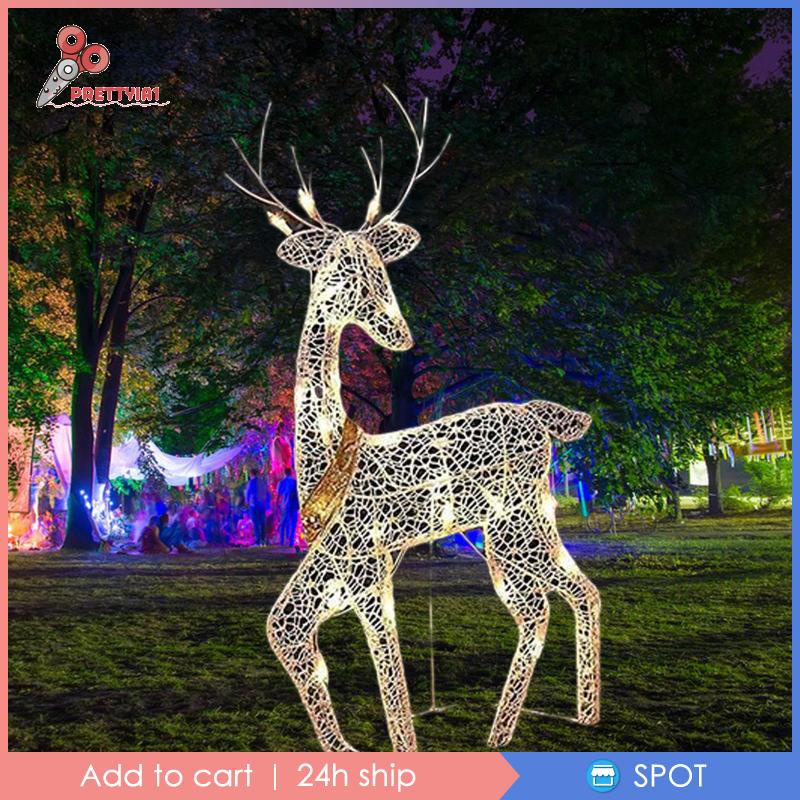 1 [Prettyia1] Đèn Tuần Lộc Giáng Sinh Trang Trí Lối Đi Sân Vườn