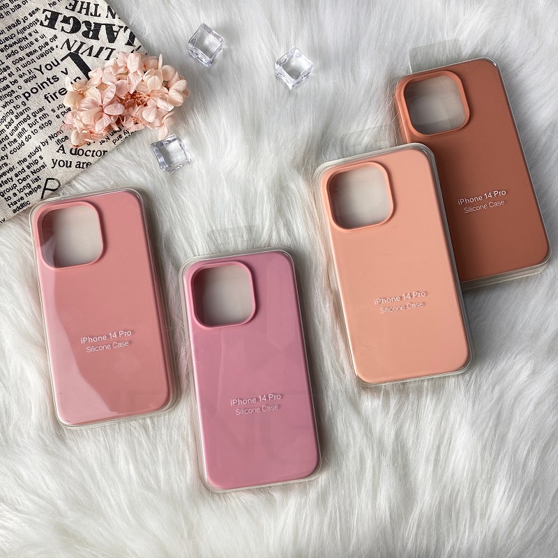 Ốp Điện Thoại Silicon Màu Hồng Cho iPhone 12 12Promax 13 13pro max 14 14pro max 14 plus