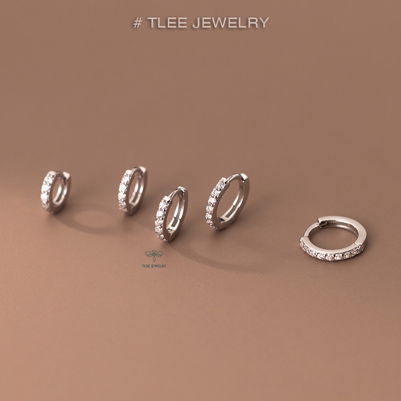 Khuyên tai bạc TLEE tròn đính đá nhiều size TleeJewelry B0223