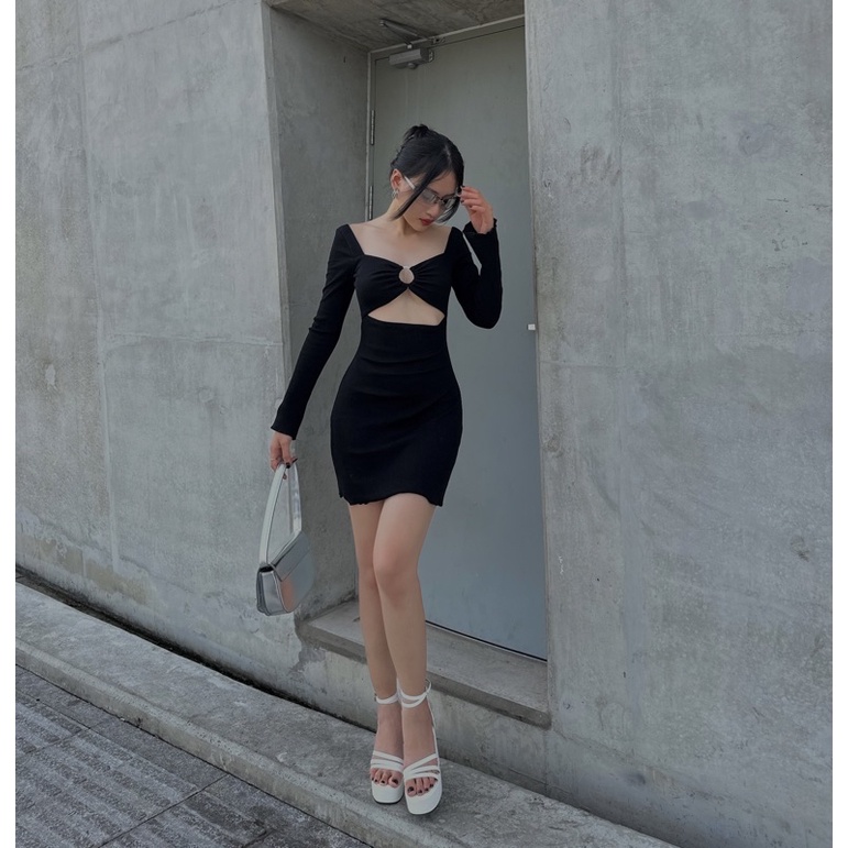 Lucy Dress - Đầm tay dài cut out khoen ngực - Morri Club