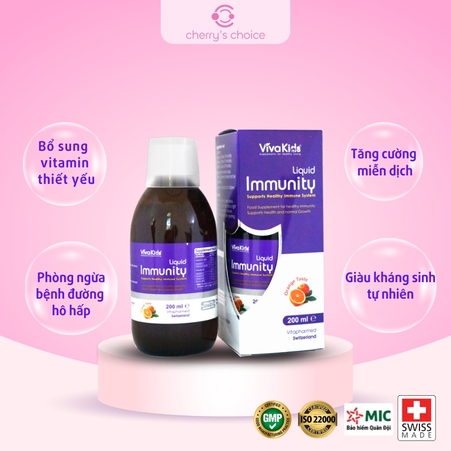 Siro Tăng cường miễn dịch VivaKids Immunity 200ml
